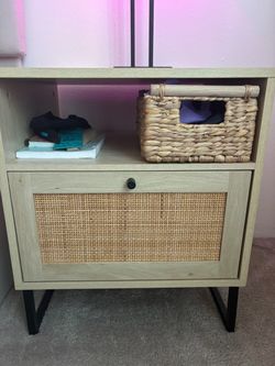 Nightstand with Cane Door and Open Shelf (Set Available)
