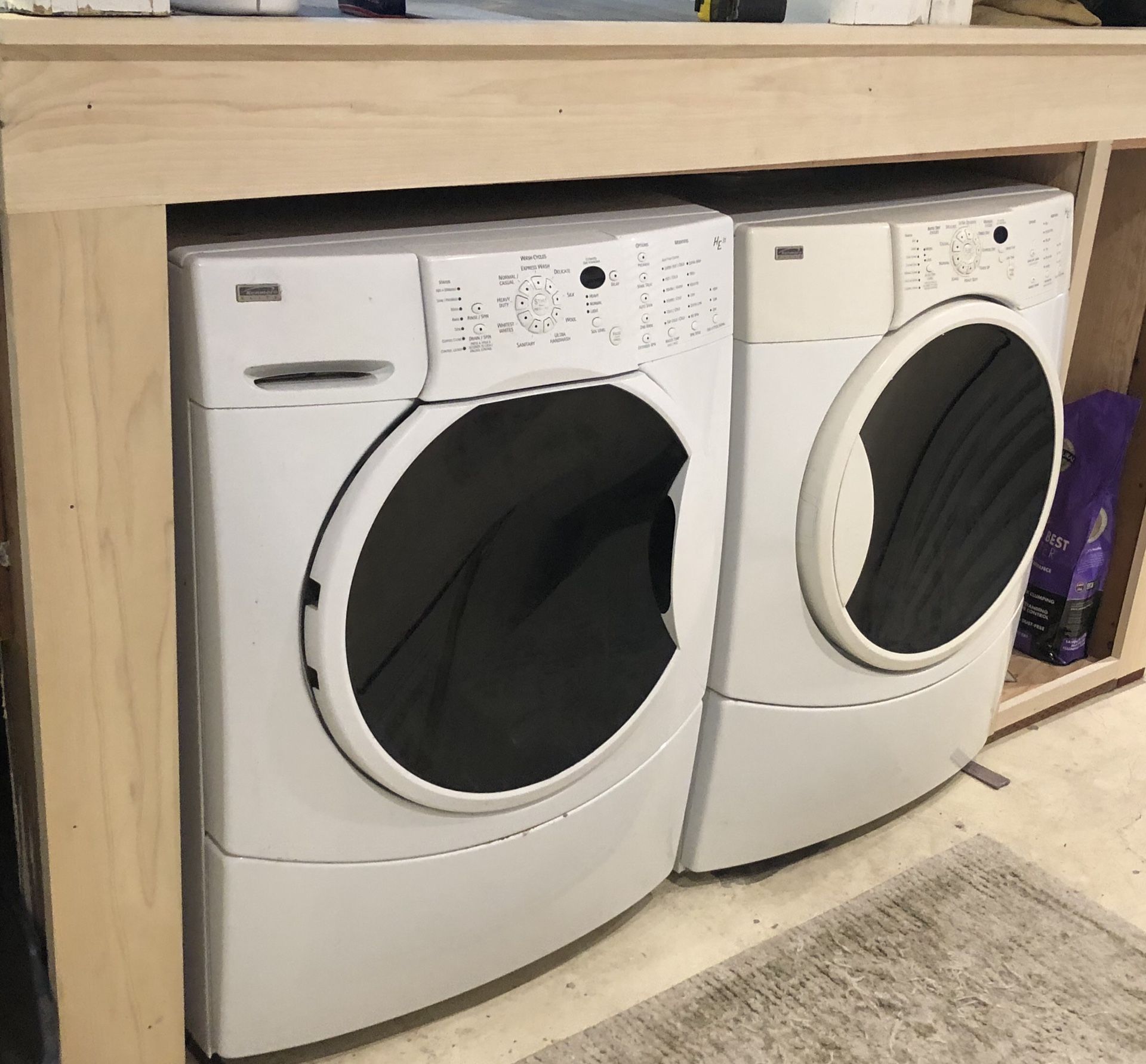 Kenmore front loading washer and dryer including pedestals too