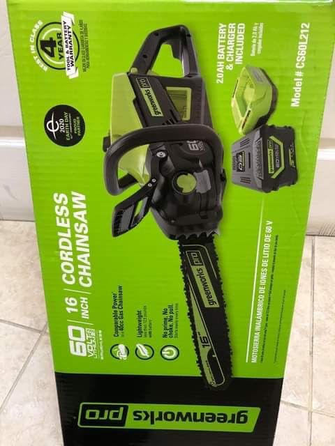 Green works 60V chainsaw