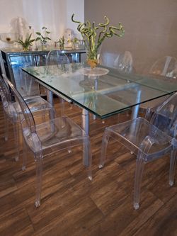 6  clear chairs