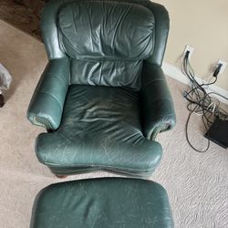 Leather Chair and Ottoman