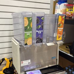 Juice Dispenser - Crathco Mini-Quad E49-3 Classic Bubbler Series Quadruple 2.4 Gallon Bowl Stainless Steel Cold Beverage Dispenser