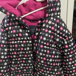 Fleece Lined Puffer Jacket Little Girl Size 4t