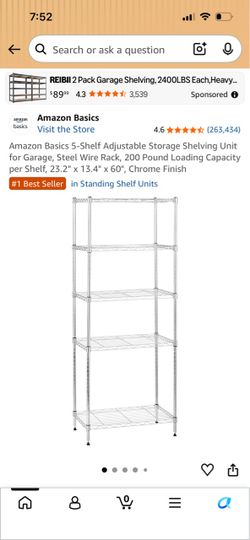 5 Shelf adjustable steel storage shelving unit