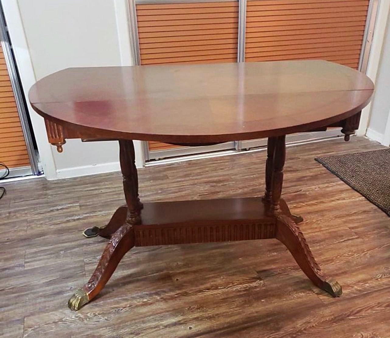 Solid Wood Drop Leaf  Table w/ 2 side Pullout Drawers 