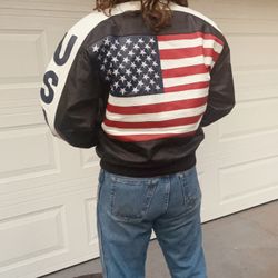 Vintage American flag USA leather Jacket