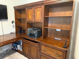 Traditional Wood Home Office Wall Unit