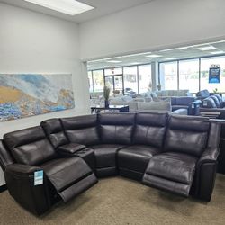 5-pc Leather Sectional Sofa-Addyson 