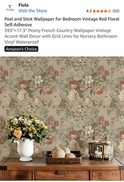 Fiula Peel and Stick Vintage Floral Wallpaper