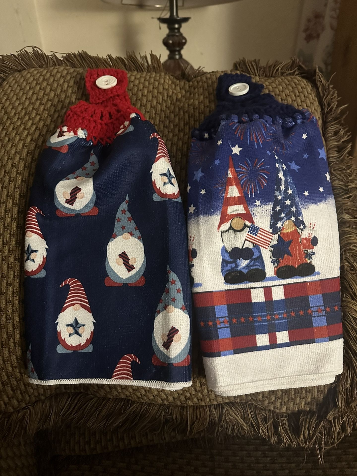 Handmade Gnomes Red White Blue Kitchen Towels On Full Towels