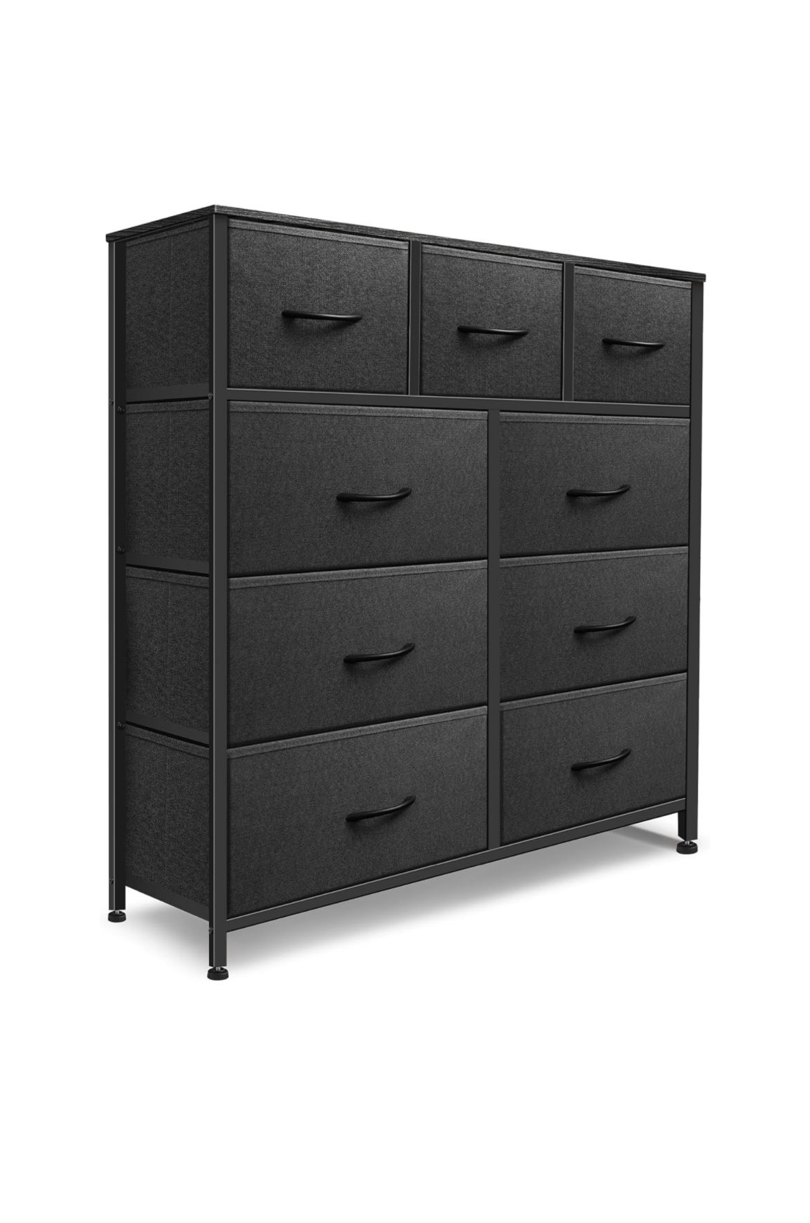 Dresser with 9 Drawers, sturdy metal frame and wood top - New In Box