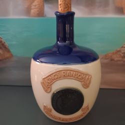 Vintage William Whiteley of Leith Kings Ransom Round The World Whiskey Jug w/Cork Stopper Made In England