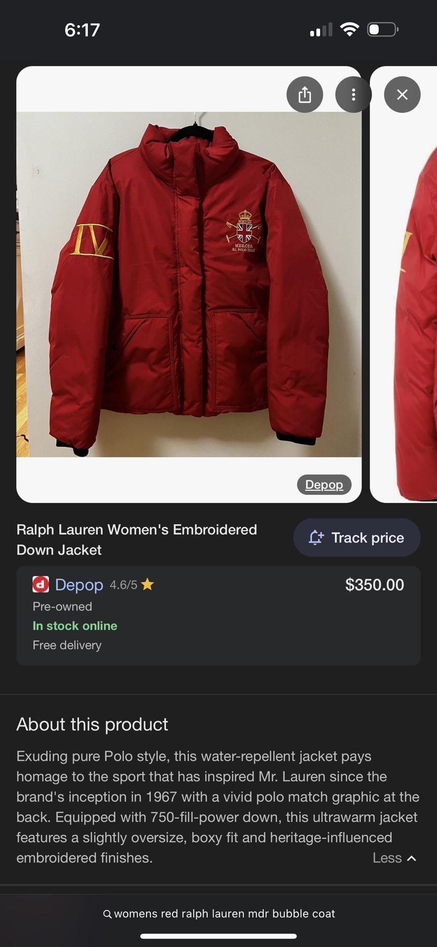 Women’s Ralph Lauren Embroidered Puffer Jacket