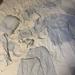 Baby Blue and White Crown Embroidered Set Baby Boy 3-6 mths