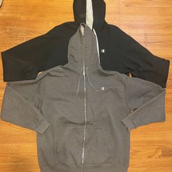 2 Champion Full Zip Hooded Sweatshirts Size XL (Both For $20)