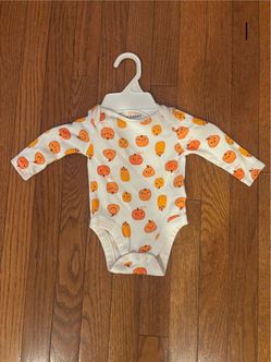 Baby Boys Pumpkin Long Sleeve Onesie-Size 3-6 Months