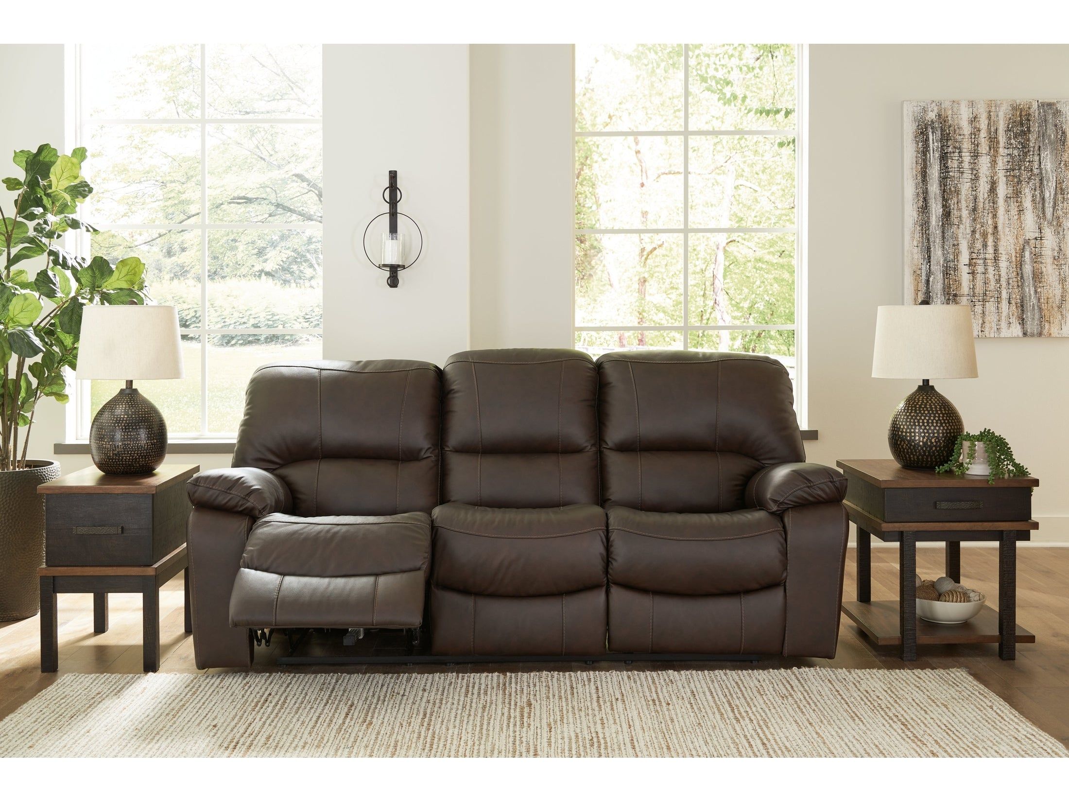 Leesworth Dark Brown Power Reclining Sofa
