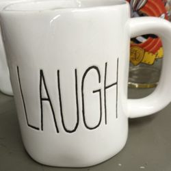 White Coffee Mugs- Laugh