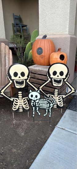 Halloween Skeleton Yard Stakes Set of 3