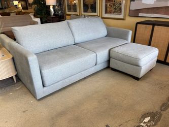 CRATE & BARREL Modern Light Grey Fabric Sofa w/ Ottoman