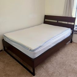 IKEA TRYSIL Full Platform Bed Frame + Firm Mattress & Topper Set (No Box Spring Needed)