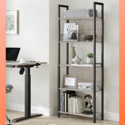 5 Tier Bookshelf: Free-Standing Bookcase Storage Organizer