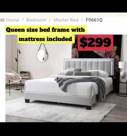 Queen Size Bed Frame With Pillow Top Mattress Included 