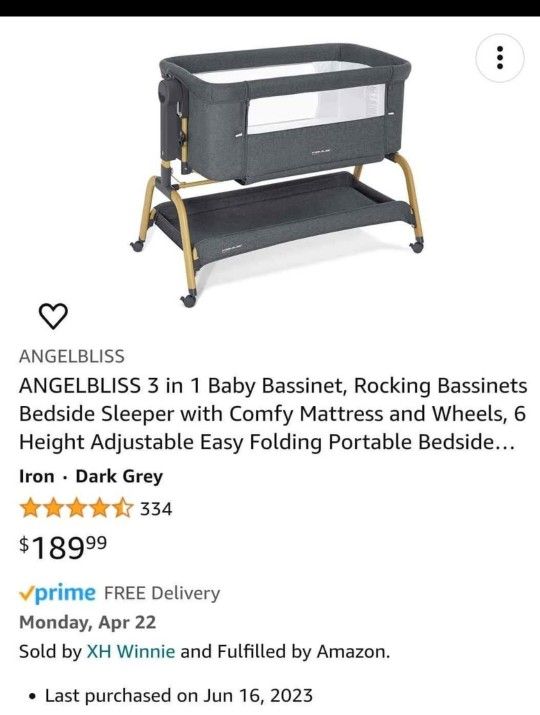 Bedside portable Crib with wheels