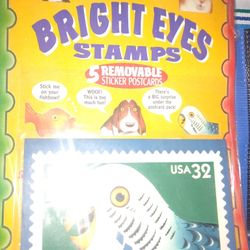 Bright Eyes Stamps Giant Removable Stickers Peel From Each Postcard 