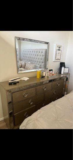 Set of Champagne dresser and 2 nightstands