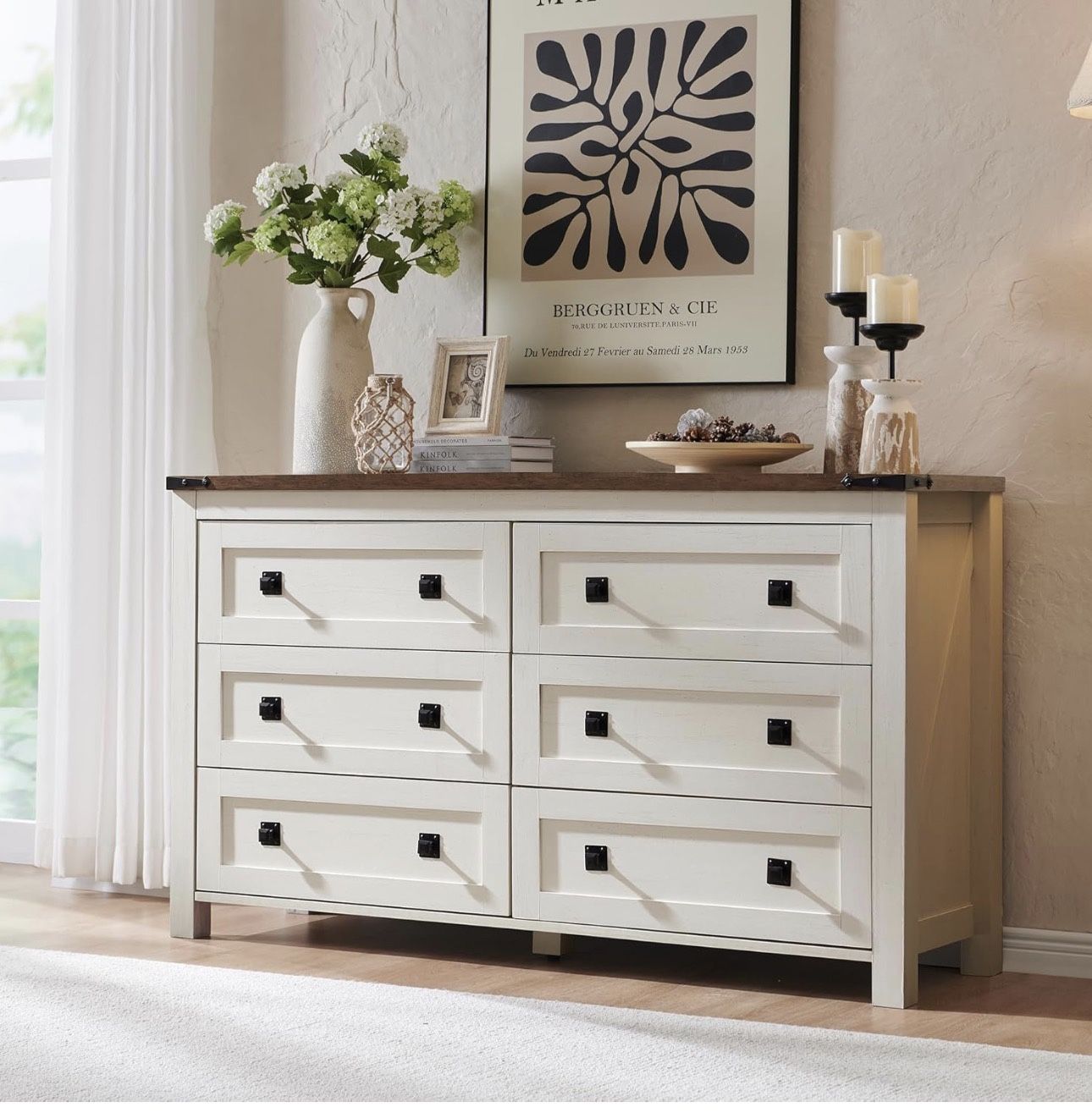 White Farmhouse Rustic Dresser
