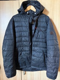 Men's Black Puffer Jacket with Hood