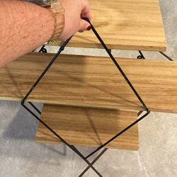 wood and wire diamond shape floating shelf