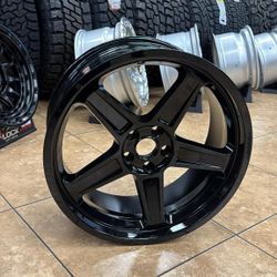 20x9 & 20x10.5 Demon 5x115 Gloss Black Staggered Wheels