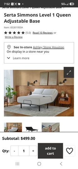 Queen size adjustable bed with articulating head resr