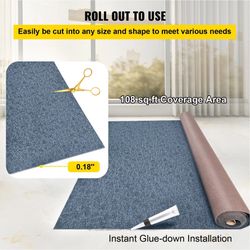VEVOR 32 oz Bass Boat Carpet Cutpile Marine Carpet 6 x 18 ft In/outdoor Deck Rug