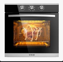24 in. 2.83 cu. ft. single Electric Wall Oven with Convection and Manual Clean in Stainless Steel, Tempered Glass Door VIKIO-KONB