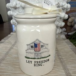 Rae Dunn Let Freedom Ring Patriotic Canister