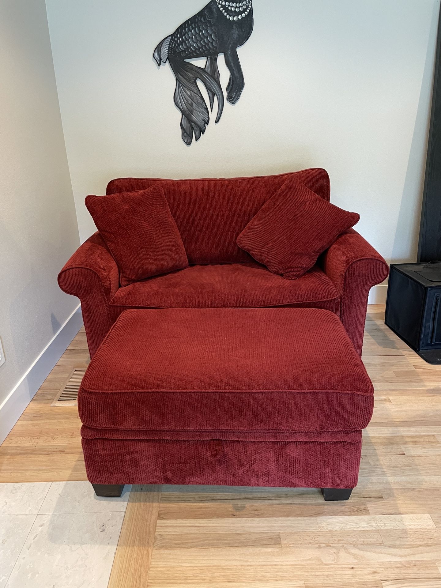 Large Red Chair + Ottoman