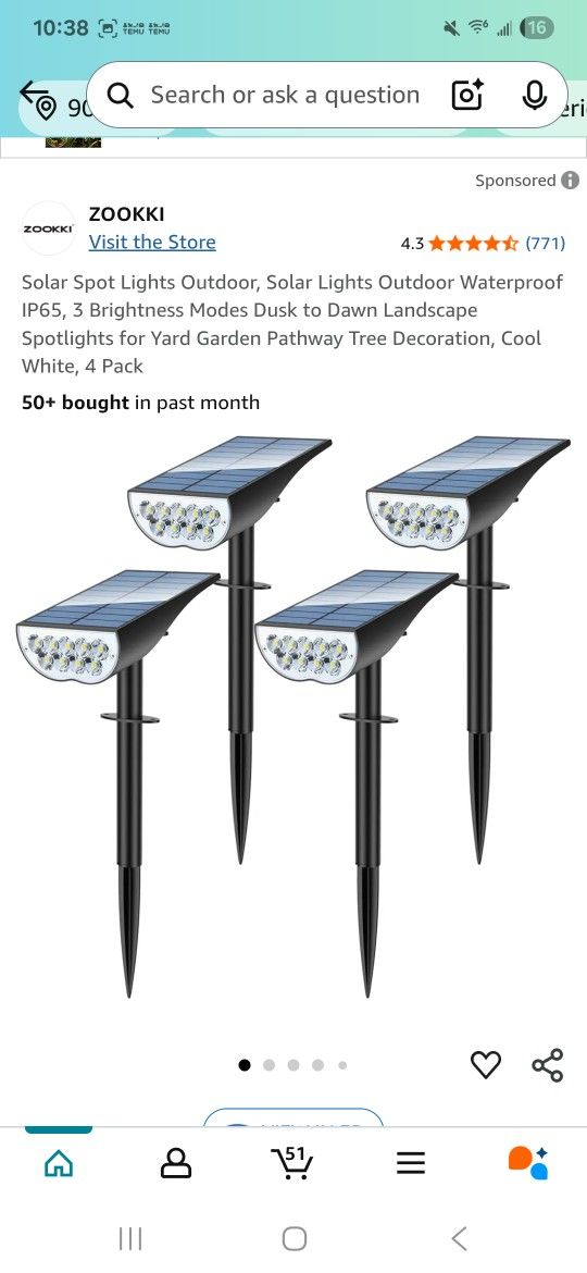 Solar Spot Lights Outdoor, Solar Lights Outdoor Waterproof IP65, 3 Brightness Modes Dusk to Dawn Landscape Spotlights for Yard Garden Pathway Tree Dec