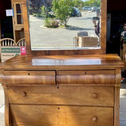Antique Oak Dresser w/ 32” H Mirror