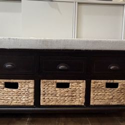 Entryway Storage Bench w/ Baskets – 42” Wide - $30 