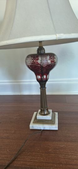 Vintage Ruby Red Cut Glass Table Lamp