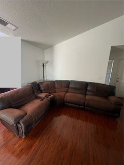 Brown Leather Reclining Sectional Sofa