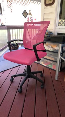 Pink Mesh Office Chair with Armrests