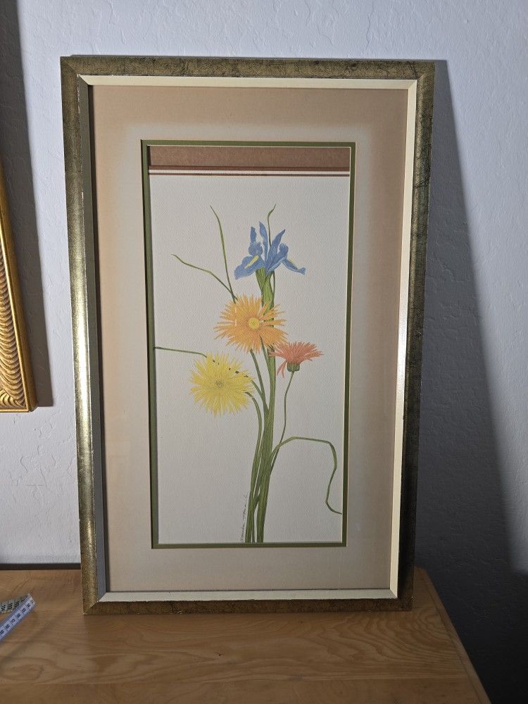 Charming Framed Floral Painting.