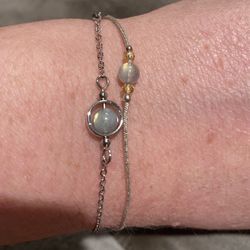 Natural Moonstone Silver Bracelet Set S925