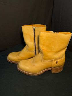 VTG Frye  Short Side ZIP Yellow Men Boots 9M