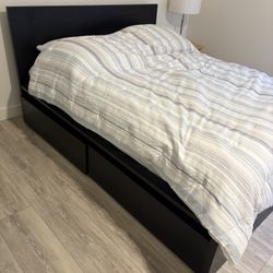 Bed Frame with Drawers, Headframe, And Slats