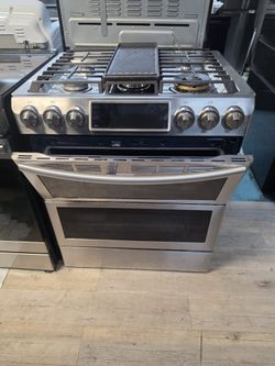 Samsung gas stove double oven stainless steel